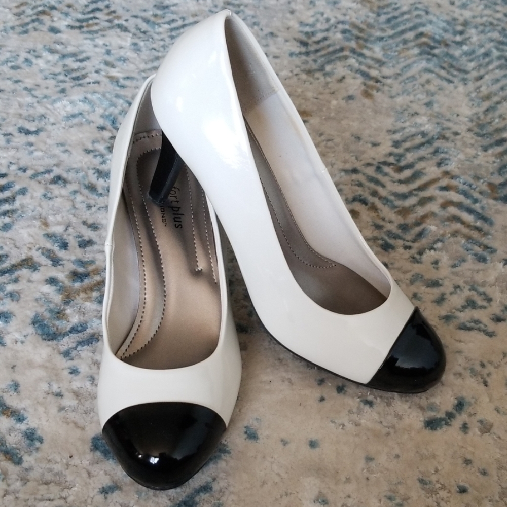 Comfortable Plus Black and White Heels